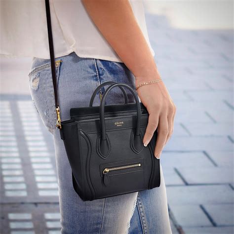 celine nano luggage tote black